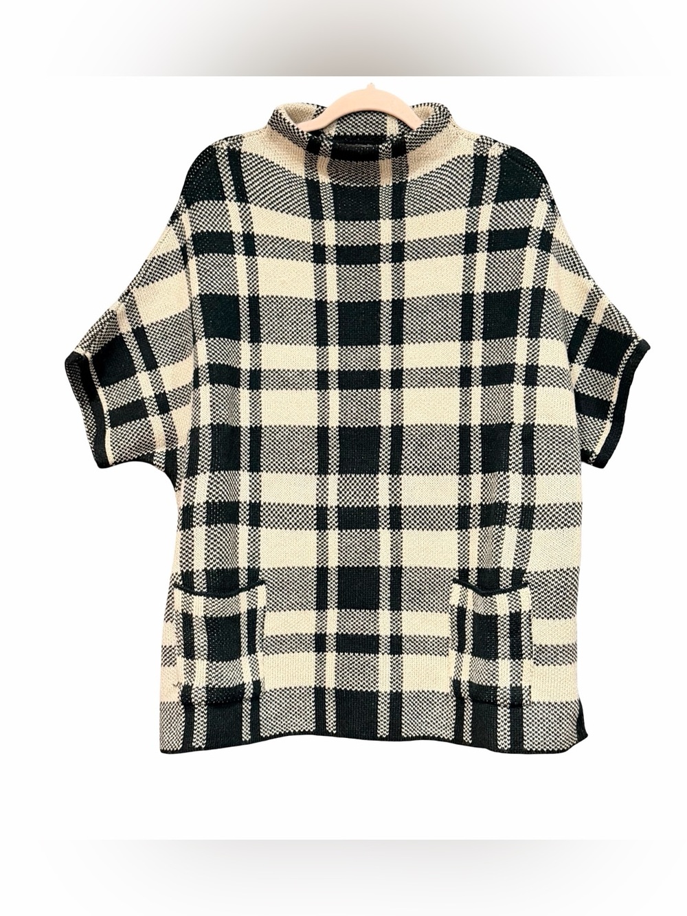 Janice Apparel Thick Plaid Short Sleeve Poncho Grandmacore Academia Preppy